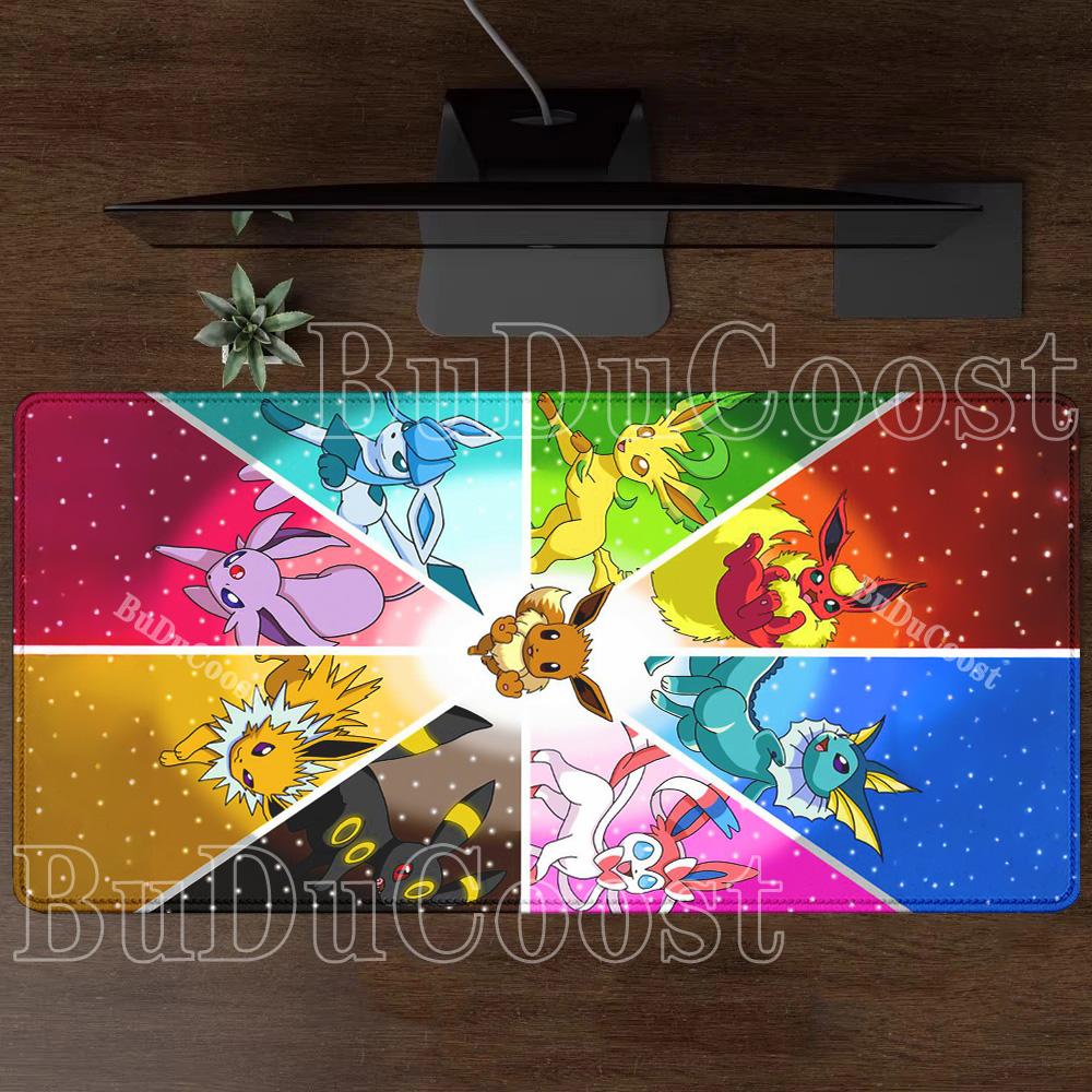 Eevee family pokemon Anime Gamer Mouse Pad Cabinet Kawaii Tablepad XXL PC Keyboard Rug Office Laptop PC Gaming Rubber Desk Mat