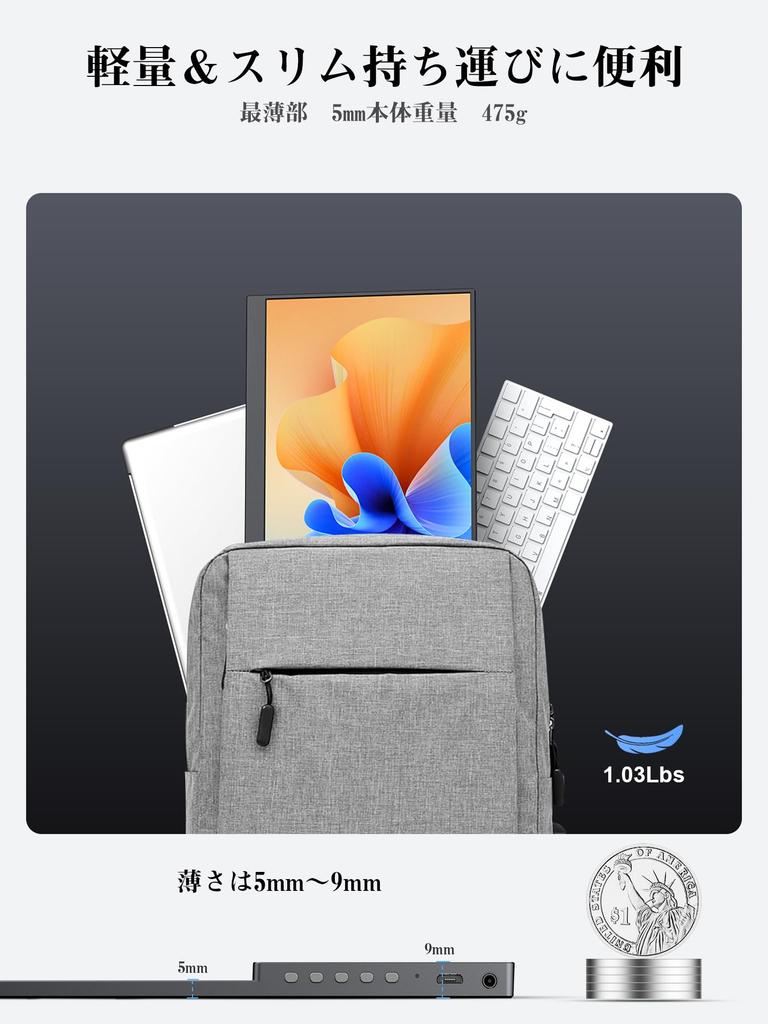 Мобильный монитор 14 дюймов Разрешение 2K Мобильный дисплей Портативный монитор Соотношение сторон экрана IPS Панель 2160x1440P Яркость игрового монитора Поддержка режима HDR