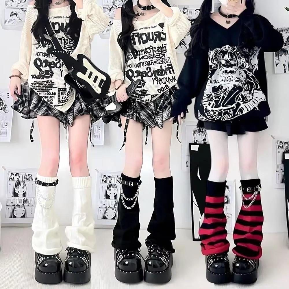 Striped Knit Leg Warmers Slouchy Knit Leg Warmers Socks Fashion Slouchy Leg Covers  For Women
