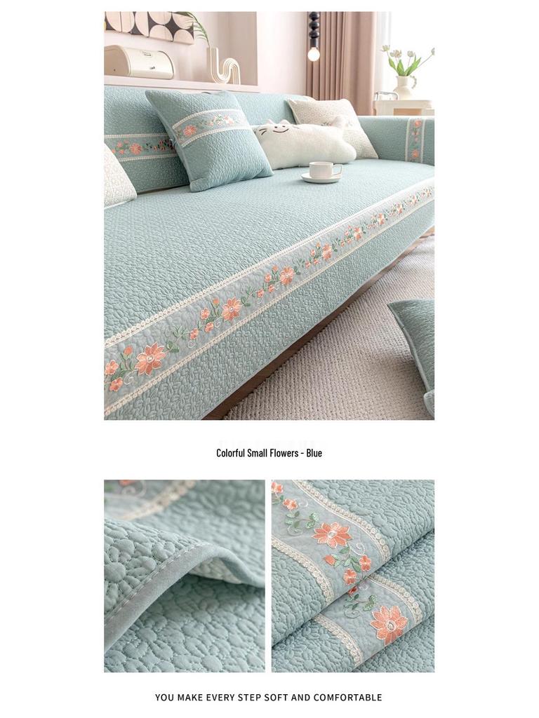 Han Подушка на диван из чистого хлопка с нескользящим покрытием, Пасторальный кремовый стиль, Универсальный чехол на сиденье для четырех сезонов