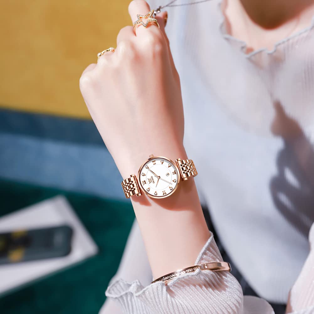 OLEVS Arm японские ультра розовые нержавеющая сталь стильные водонепроницаемые часы браслет розовый день подарок для часов на Рождество подарок OLEVS женские часы,