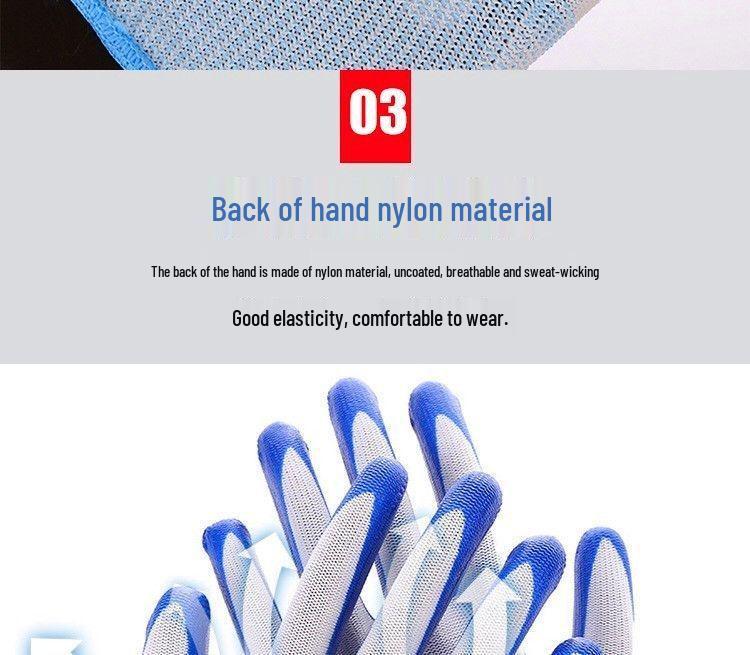 Durable Nitrile Work Gloves: Non-slip, Breathable, Anti-odor, Thickened for Construction