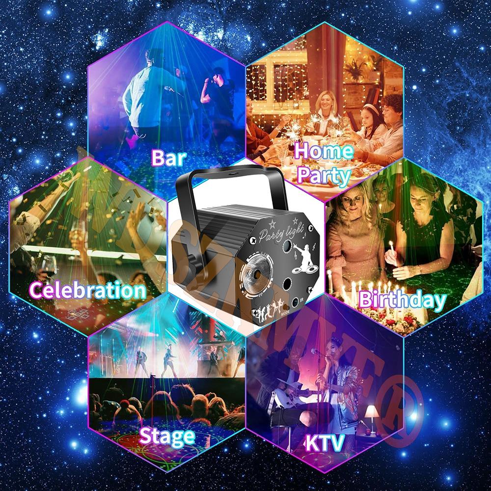 НОВЫЙ 2В1 Сценический DJ Вечеринка Лазерный проектор Диско Регби USB Красный Зеленый Синий Стробоскопы Клуб Дом Праздничные Рождественские огни