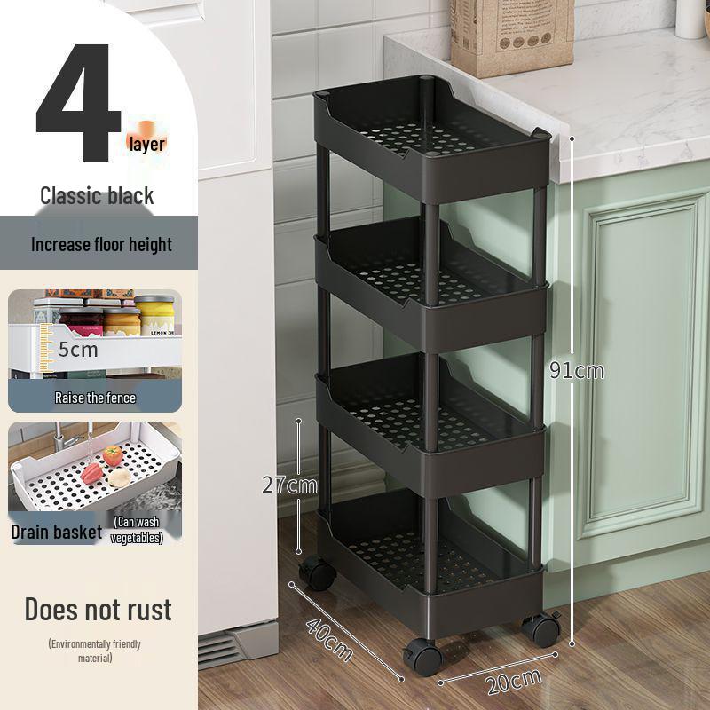 Многоярусная узкая напольная стойка для хранения на кухню и в ванную комнату