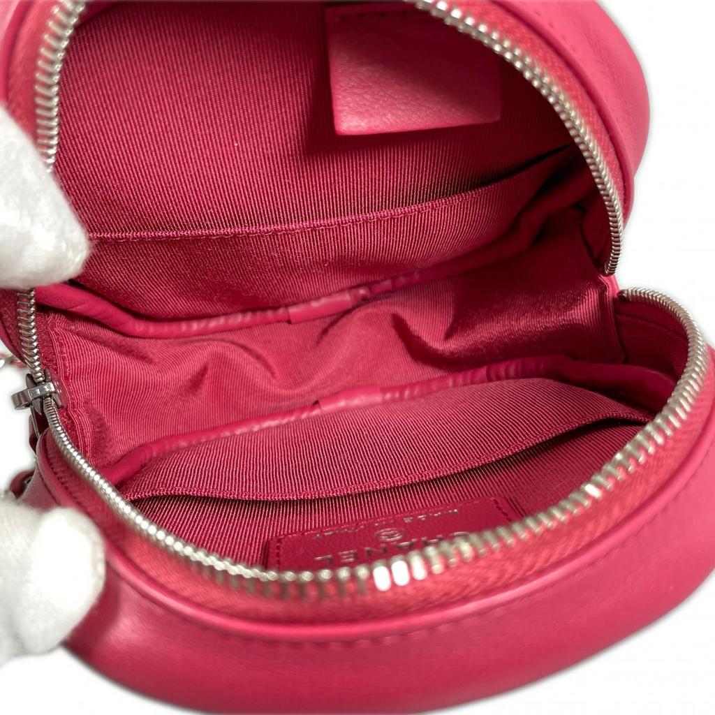 CHANEL COCO Mark Matelasse Round Mini Shoulder Bag lambskin pink Women A70657 Used
