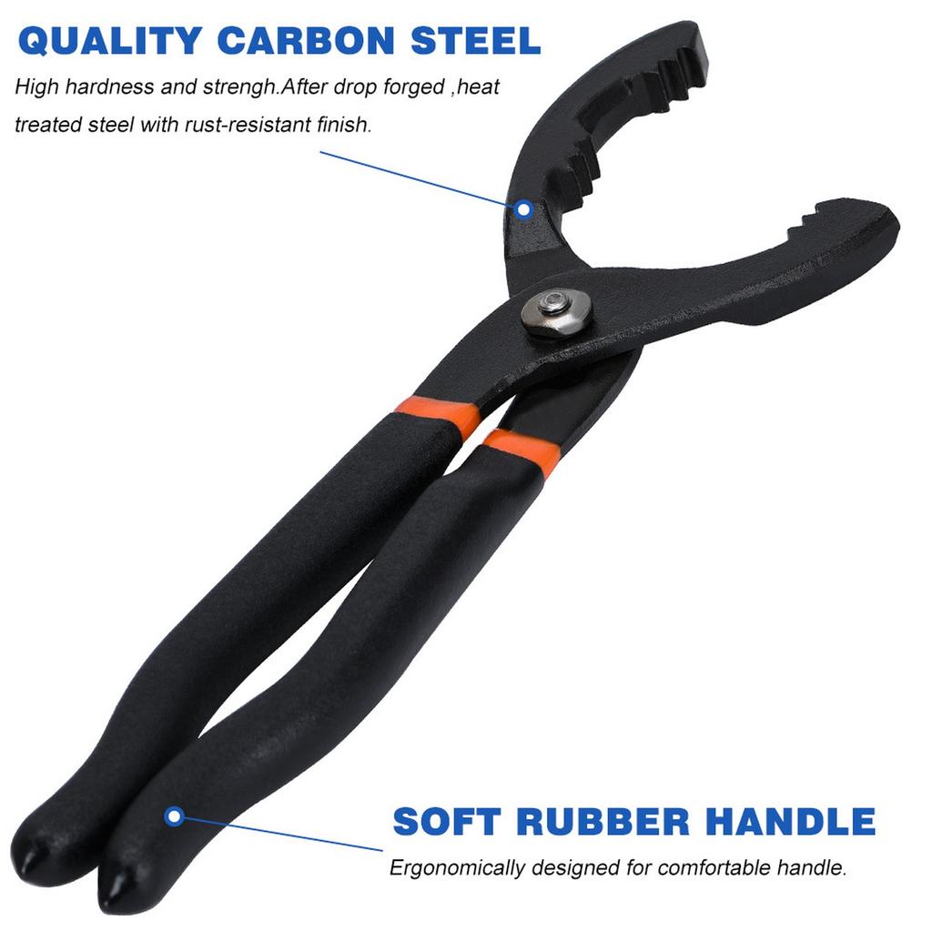 1pc 12 Inch Car Oil Filter Pliers Clamp Type Oil Filter Remove Disassembly Tool Filter 15 ° Bend Grip