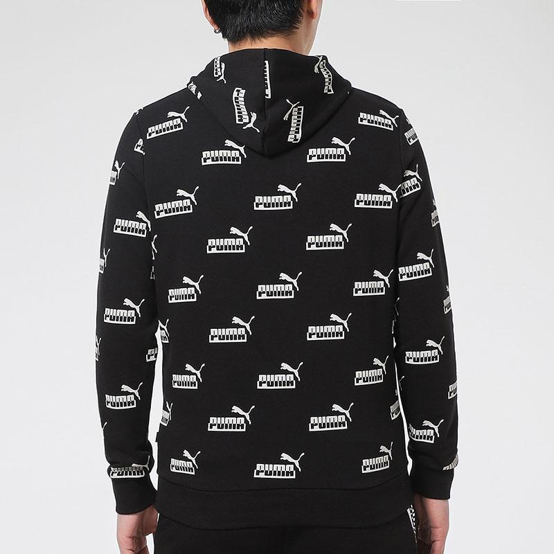 Puma All-Over Logo Print Casual Sport Hoodie Men Tops Black 588803-01