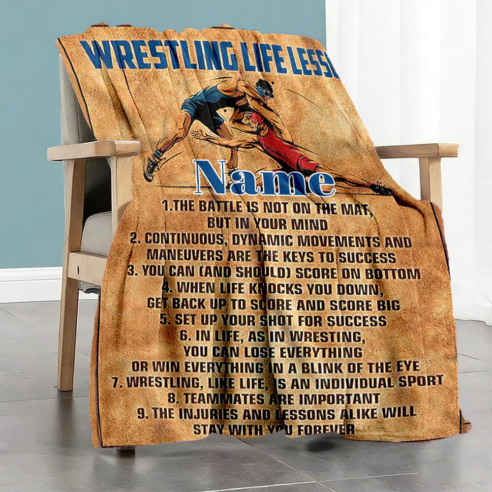 Wrestling75 Customize Text Blanket Lightweight Personalized Blanket Comfortable Great for Bedding Picnics Chair Nap for All Occasions