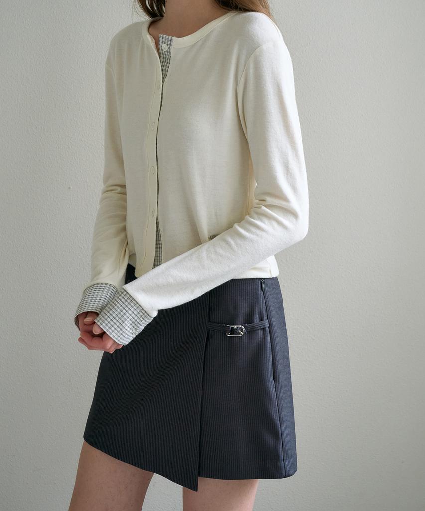 DEHEVE Buckle Wrap Skirt Pants [Charcoal]