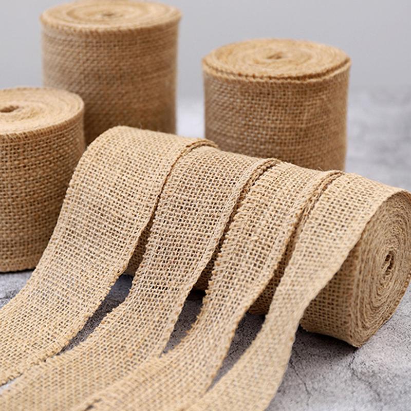 2M/Roll Wedding Decor Natural Jute Burlap Ribbons Jute Ribbon Rolls Vintage Jute Burlap Fabric