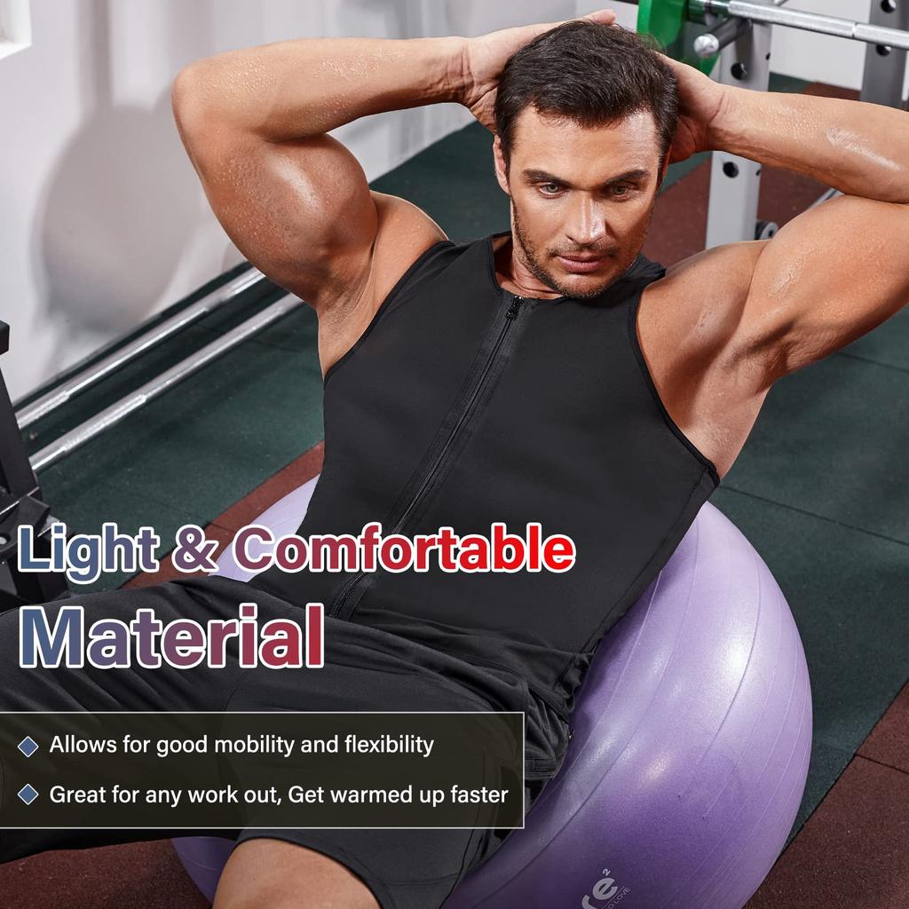 Мужской костюм для сауны, удерживающий тепло, молния, спортивный жилет для тренировок в тренажерном зале, бодибилдинг, майки для тренировок, рубашка с термо-тренером для талии, формирователь тела для похудения