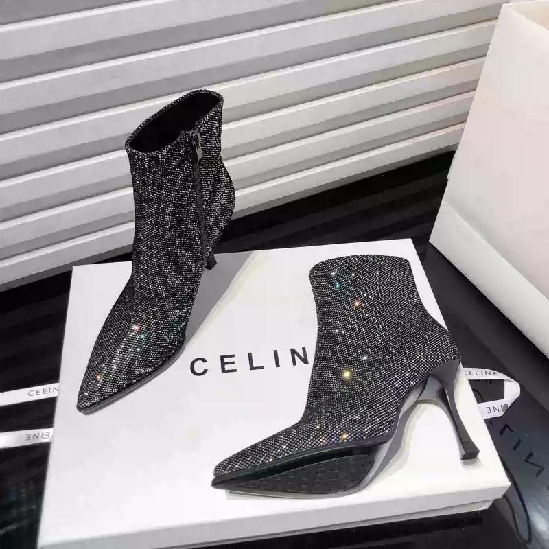Мода Женские ботильоны с пайетками Модные короткие ботильоны с острым носком Осень-зима Женская обувь на высоком каблуке Botas Mujer