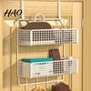 Bedroom Hanging Storage Rack Door Organizer with Hooks Sturdy Construction Mesh Hanger Hook Design Easy to Assemble Detachable Behind Basket