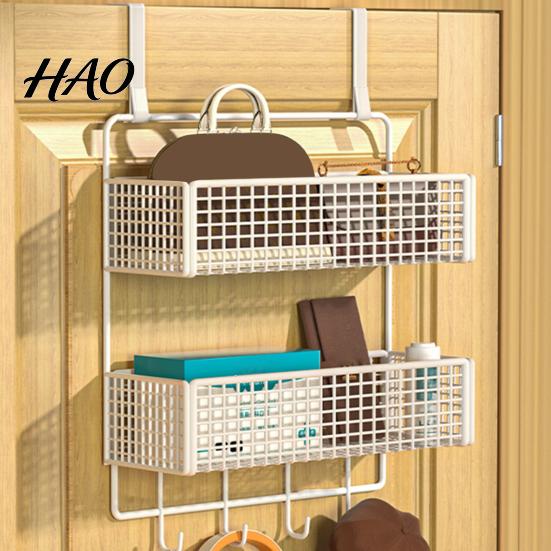 Bedroom Hanging Storage Rack Door Organizer with Hooks Sturdy Construction Mesh Hanger Hook Design Easy to Assemble Detachable Behind Basket