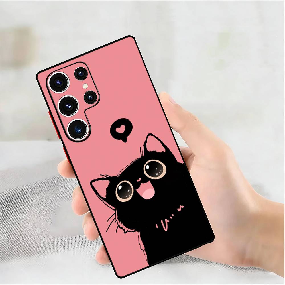 Силиконовый чехол для телефона с принтом черного кота для Samsung Galaxy S 24,22,20,23,21,20 Ultra Plus Lite 5G