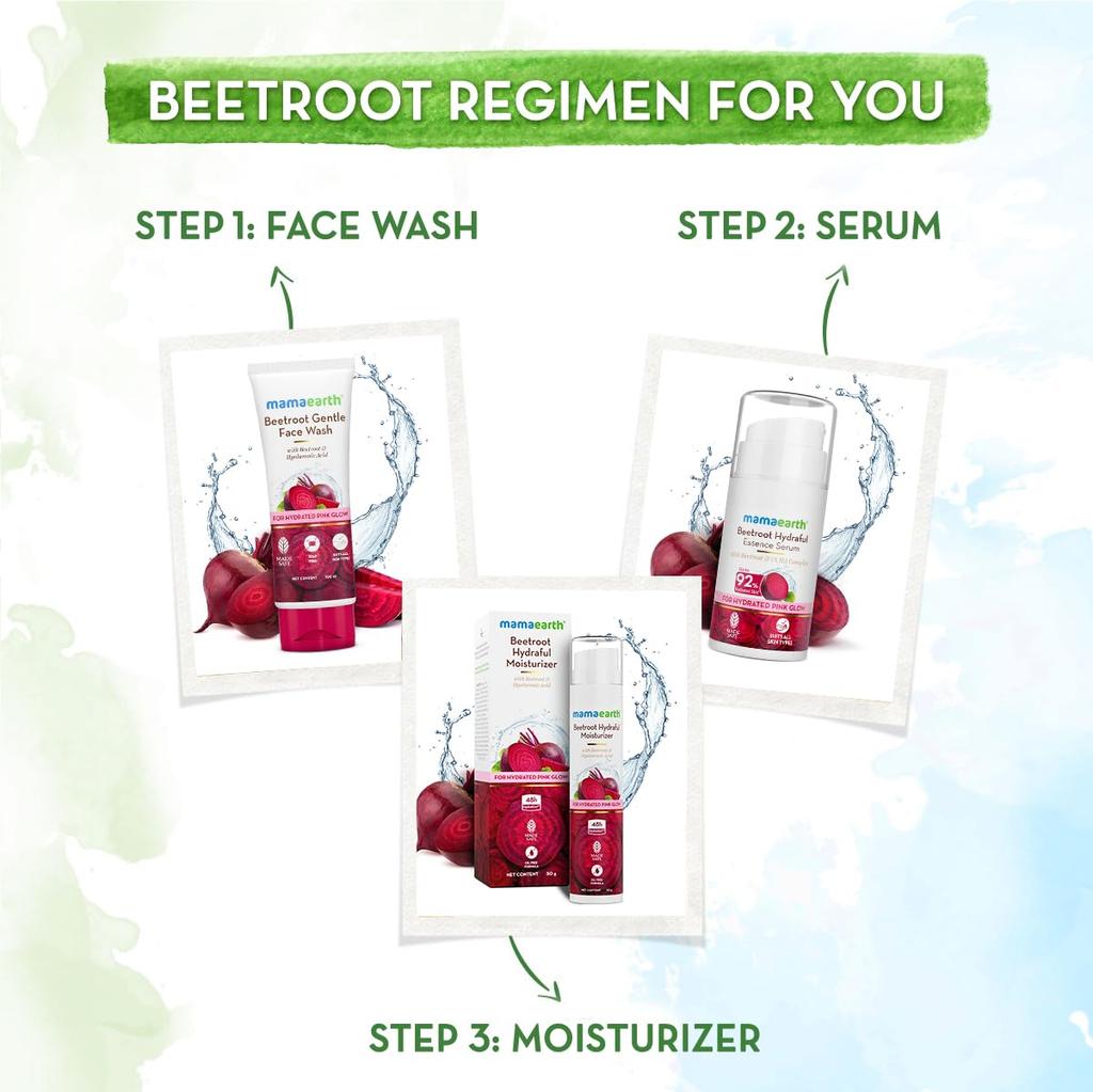 Mamaearth Сыворотка-эссенция Beetroot Hydraful 15 мл – 1% гиалуроновой кислоты для увлажненного розового сияния, упругой и гладкой кожи