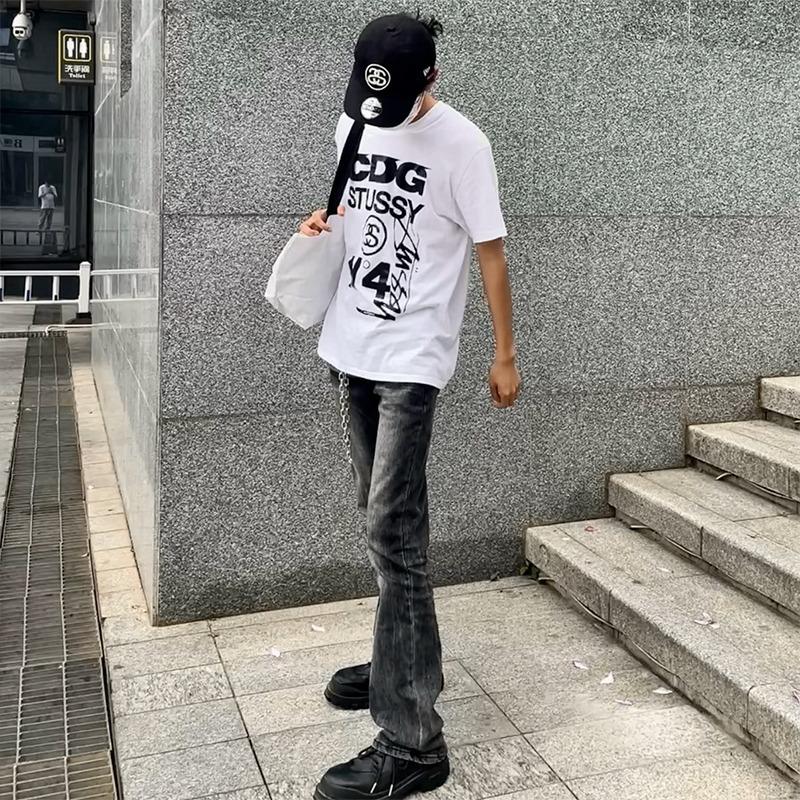 Джинсы мужские JYL Американский цвет глины Узкие Прямые Укороченные Повседневные Деним