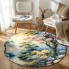 Retro Round Abstract Multicolor Rug Pad, Non-Slip Floor Mat for Bedroom