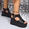 Wedges Platform Sandals for Women 2024 Summer Open Toe High Heels Shoes Casual Solid Zipper Pu Women's Sandals Sandalias Mujer