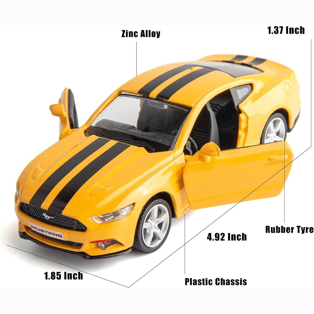 1:36 масштабов Ford Mustang, литая под давлением модель автомобиля из сплава, игрушечная машина с откатным механизмом, игрушечный автомобиль для малышей, подарок для мальчиков и девочек, желтый