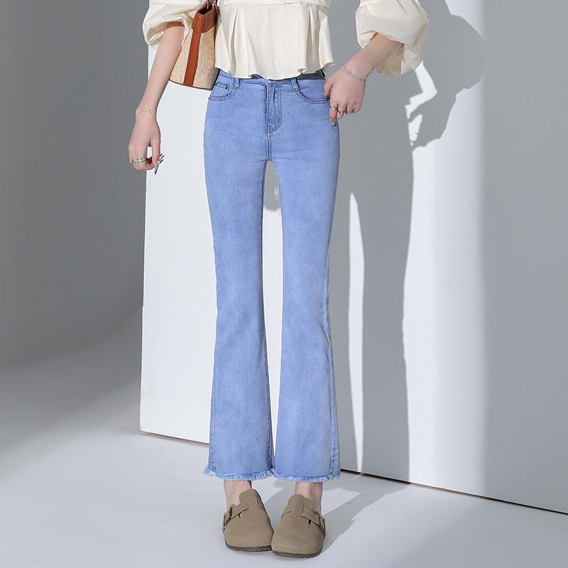 Four season high waisted micro flared pants slim fit jeans comfortable and casual cropped pants