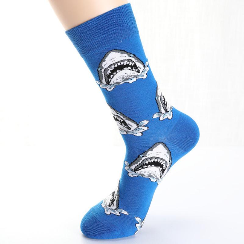 Новые осенне-зимние хлопковые носки для мужчин и женщин, модные трендовые носки, крутые носки с рисунками животных и фруктов