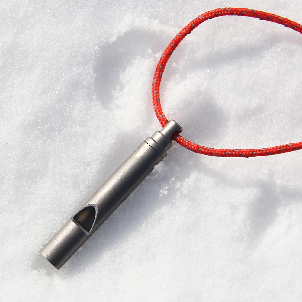 Ultralight Titanium Emergency Whistle with Cord Outdoor Survival Camping Hiking Exploring