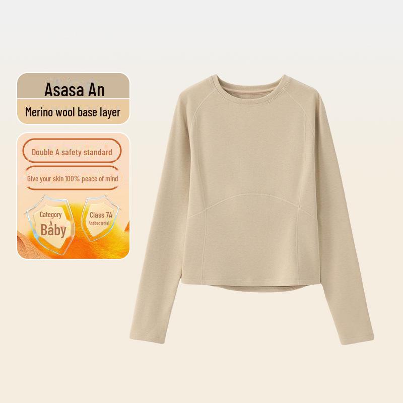 Women's Merino Wool Velvet Bottoming Shirt - Antibacterial Autumn Top