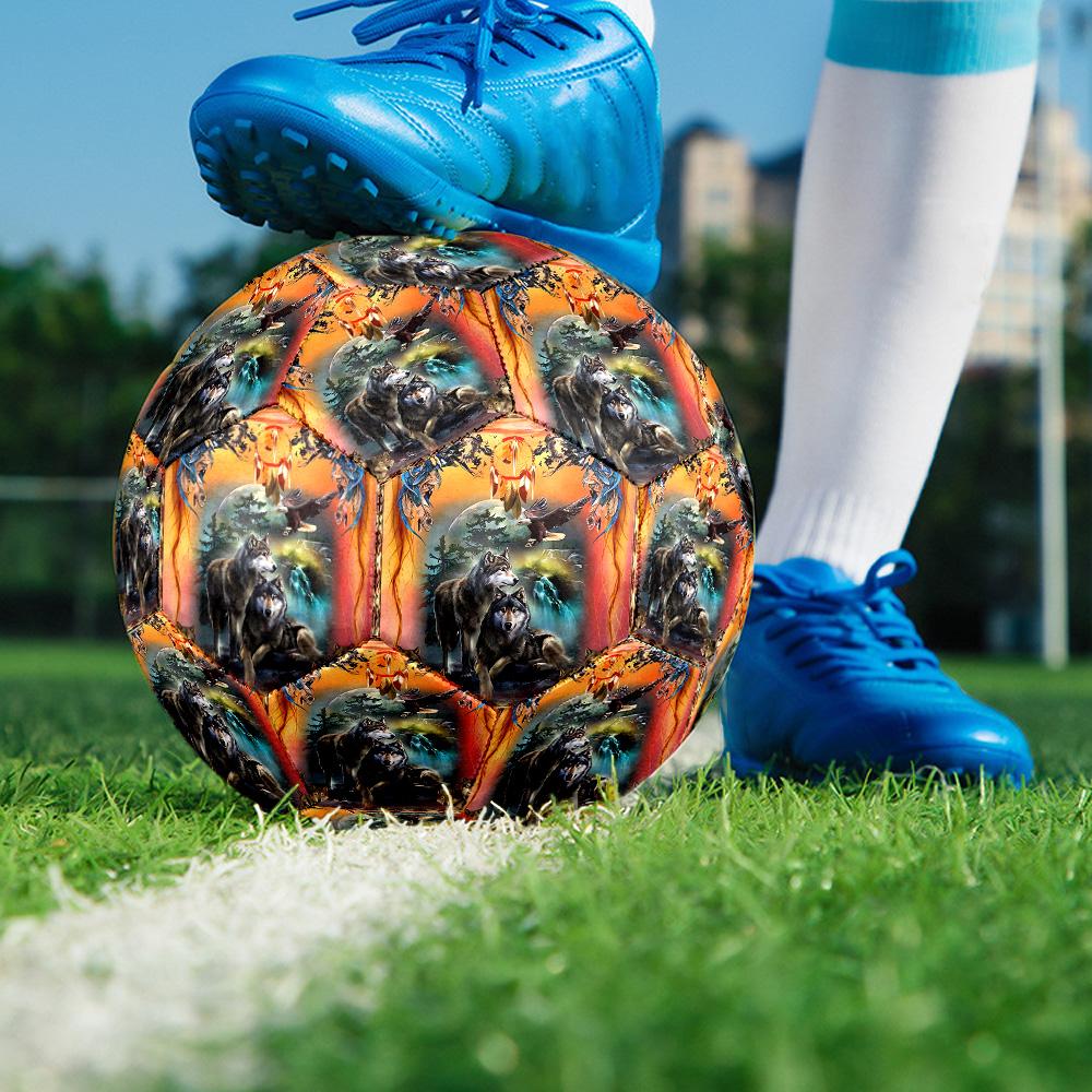 Indian Wolf Indoor Soccer Ball Size 5 Colorful All Ages Machine Stitched PVC Competition Ready Durable High-Bounce
