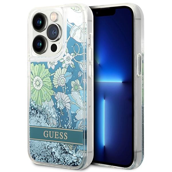Guess Guhcp14Xlflsn Iphone 14 Pro Max 6,7 Zielony/Green Hardcase Flower Liquid Glitter