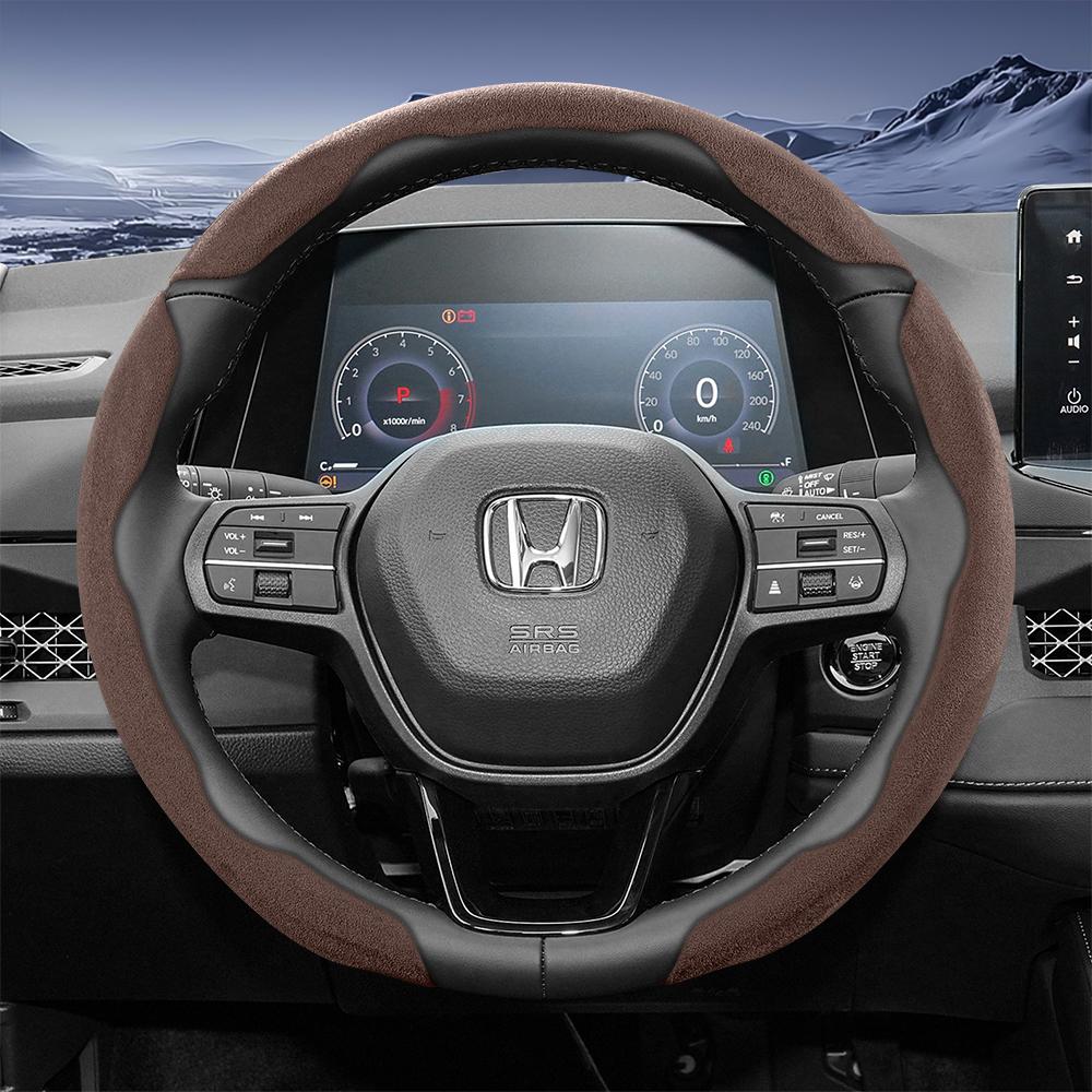 Подходит для Honda Спортивная крышка рулевого колеса из замши с раздельной защелкой для Cr-V Civic Hr-V Zr-V Vezel City Amaze Fit Jazz Accord