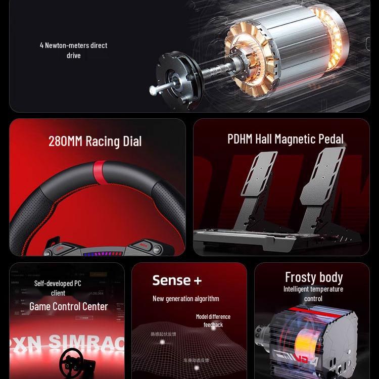 Игровой руль Lai Shida 8PXN VD4 с базой Direct Drive 4 Нм и магнитными педалями Hall, гоночный симулятор.