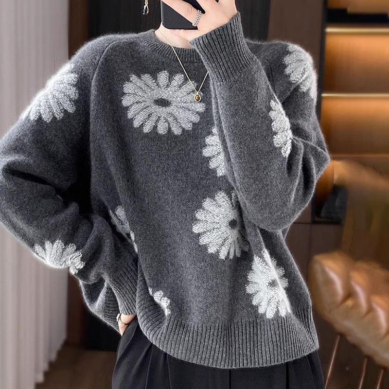 Autumn Winter Women's Sweater Thickened Pullover Warm Knitted Stretchy Long Sleeve Oversize Jumper Tops