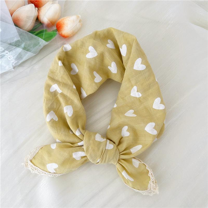 Хлопок лен кружевной край квадратные шарфы 60 см платок шейный платок банданы женский повседневный шейный платок клетчатый принт геометрический узор