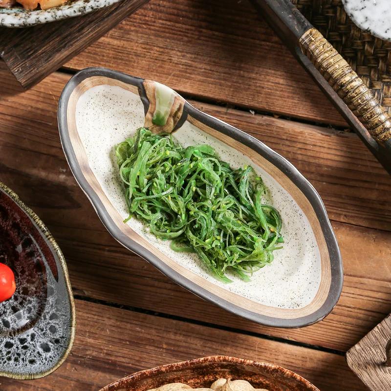 Exquisite Japanese Cuisine Restaurant Ceramic Tableware Sushi Sashimi Plate Cold Dish Plate Small Dish Oyster Cuttlefish Plate
