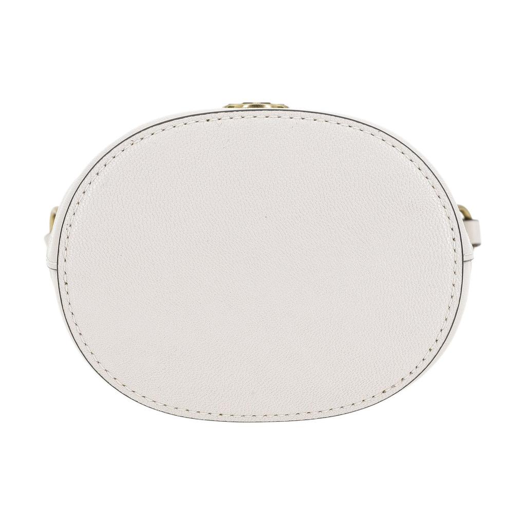 Tory Burch TB-Willa Metallic Double T Logo Diamond Quilted Drawstring Closure Detachable Chain Shoulder Strap Leather Bucket Bag Mini 148249-724