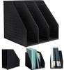 Panavage File Box, Book Stand, Stationery Storage, Office Supplies, Desktop Shelf, Foldable, 3-4 Tiers (Dark Gray, 3 Tiers)