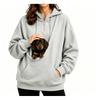 Womens Half-Zip Hooded Sweatshirt With Pet Pocket Loose Fit Fall Winter Top Small Dogs