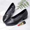 Fashion Spring All-Match Fashion Women Pointed Toe Low-heeled Leather Shoes Solid Slip On Casual Soft Comfort Non-slip  Mom Shoes