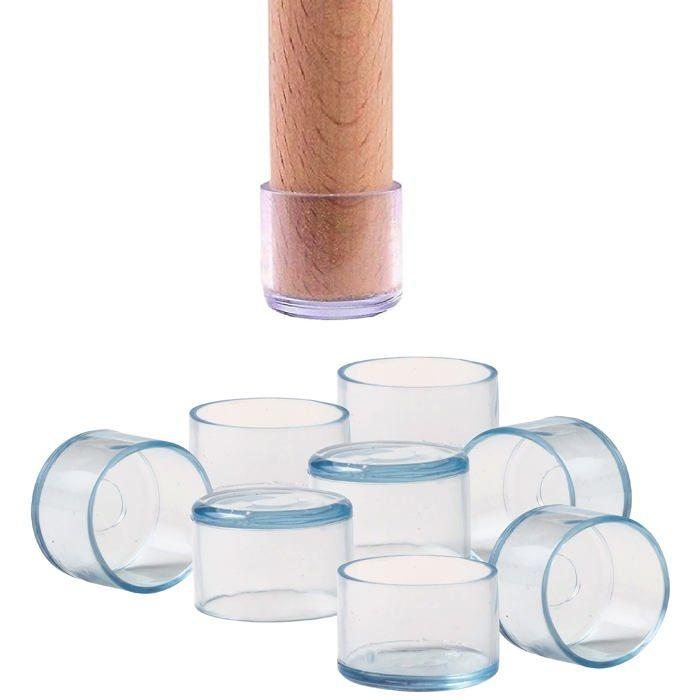 Embouts silicone 16 pcs pour pieds de chaises et meubles 20 mm - transparent, anti-rayures et anti-bruit