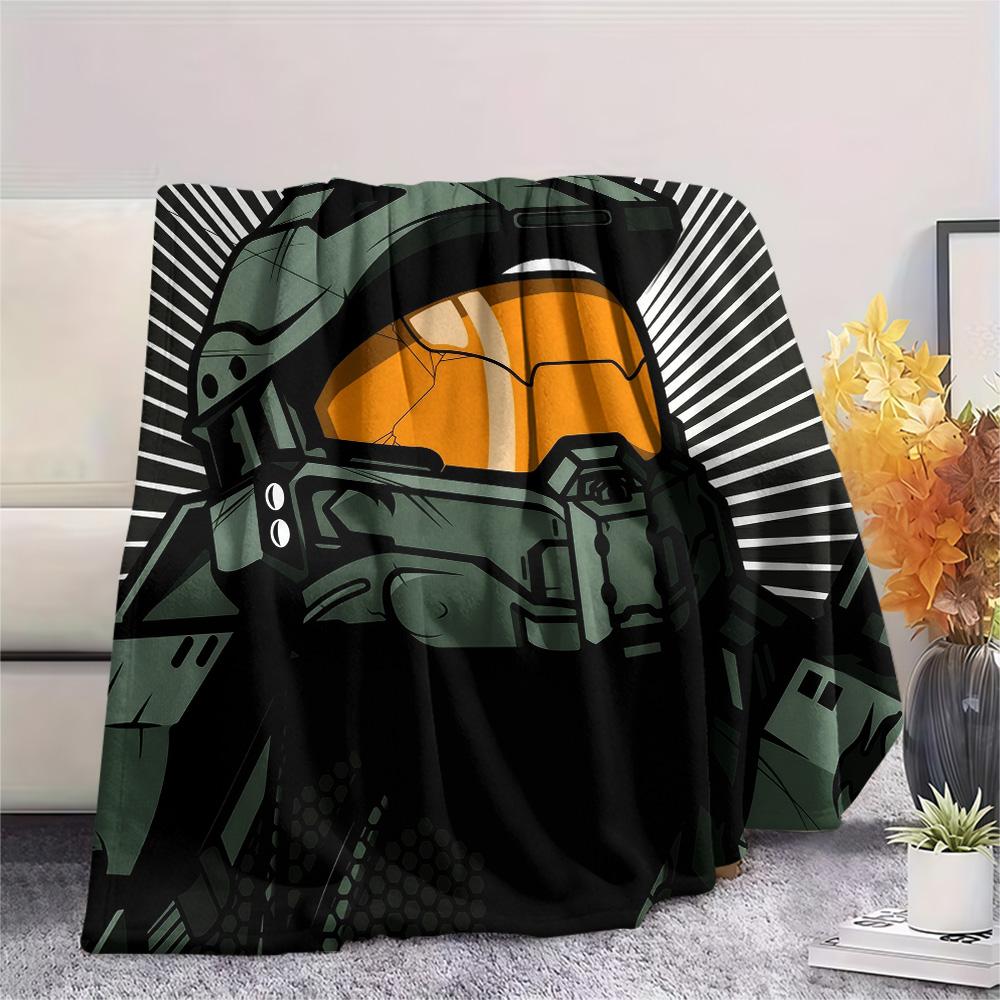 Master Chief Print Flannel Blanket, High quality Comfortable for All Seasons, Home Decor, Warmth and Comfort