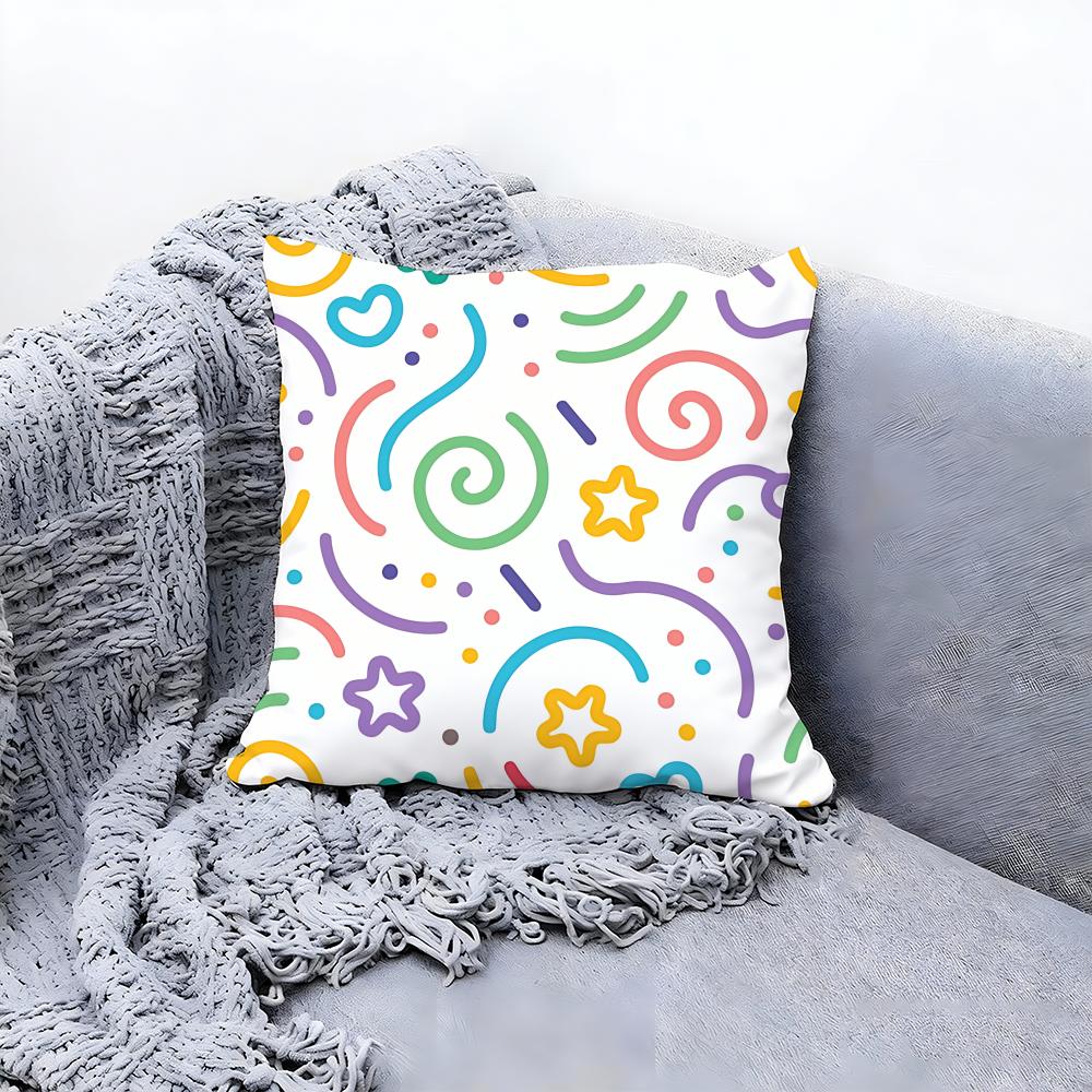 trendy color block splicing Cushion Cover Premium Comfort Reversible Pillow Cove Two in One Design for Any Room  Car Interior