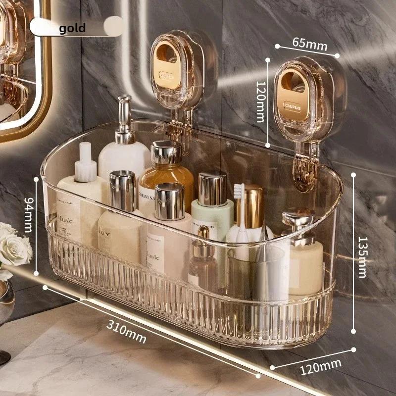 Acrylic Bathroom Shower Shelf Organizer with Suction Cup,Transparent Storage Rack for Skin Care Products, Bathroom Supplies Rack