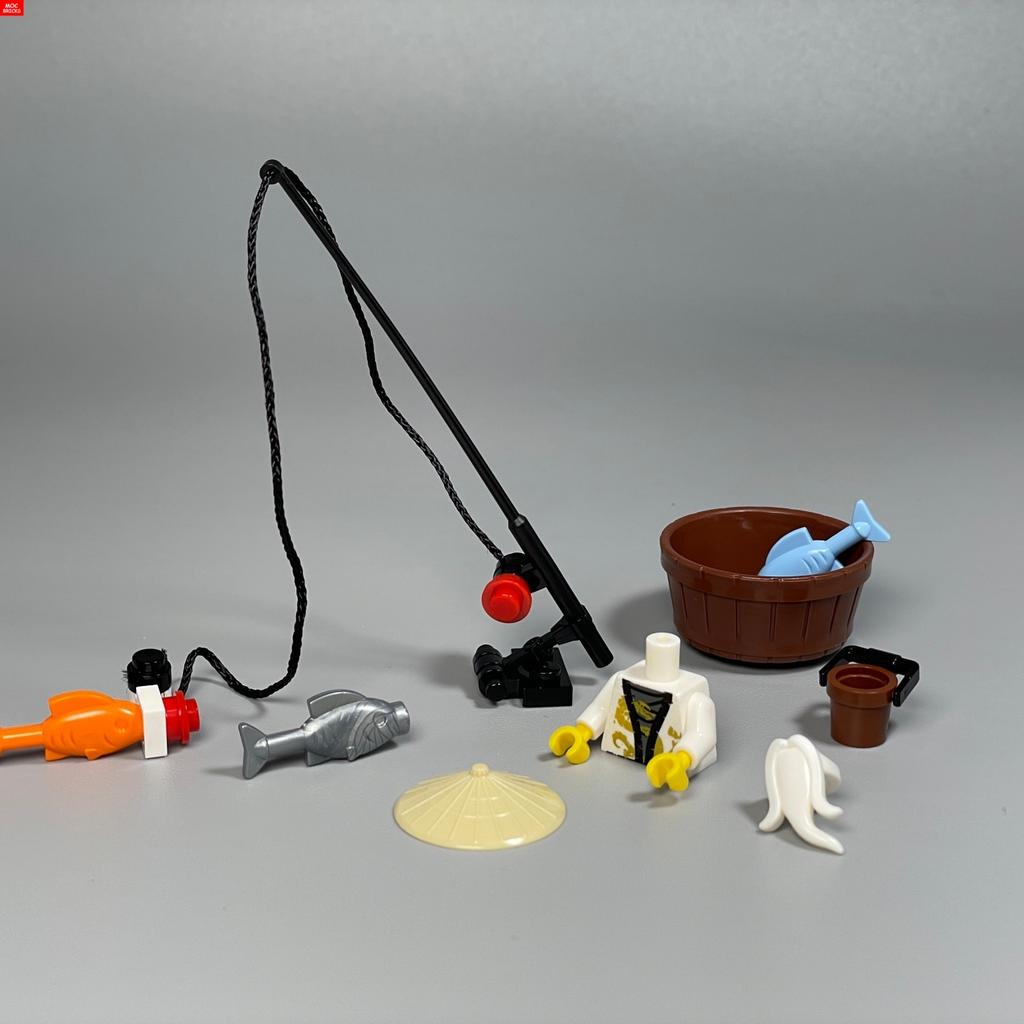 Non-Toxic Moc Bricks Ninja Fishing Masters Mustache White Long Beard Figure 4Cm Movie Anime Characters Building Blocks Kids Toys