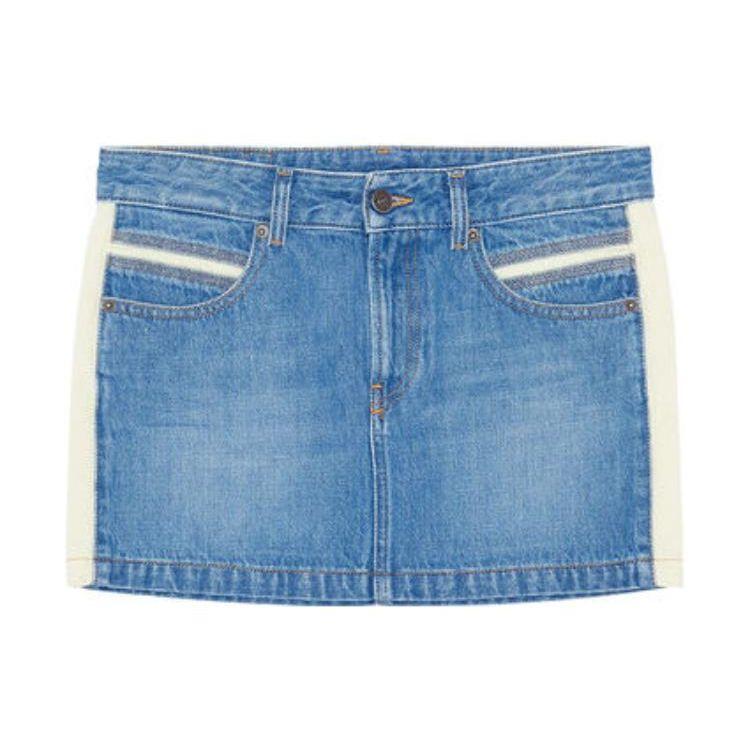 Diesel Solid Color Button Mid-Rise Short Denim Skirt Women skirts Blue A0652809E2601