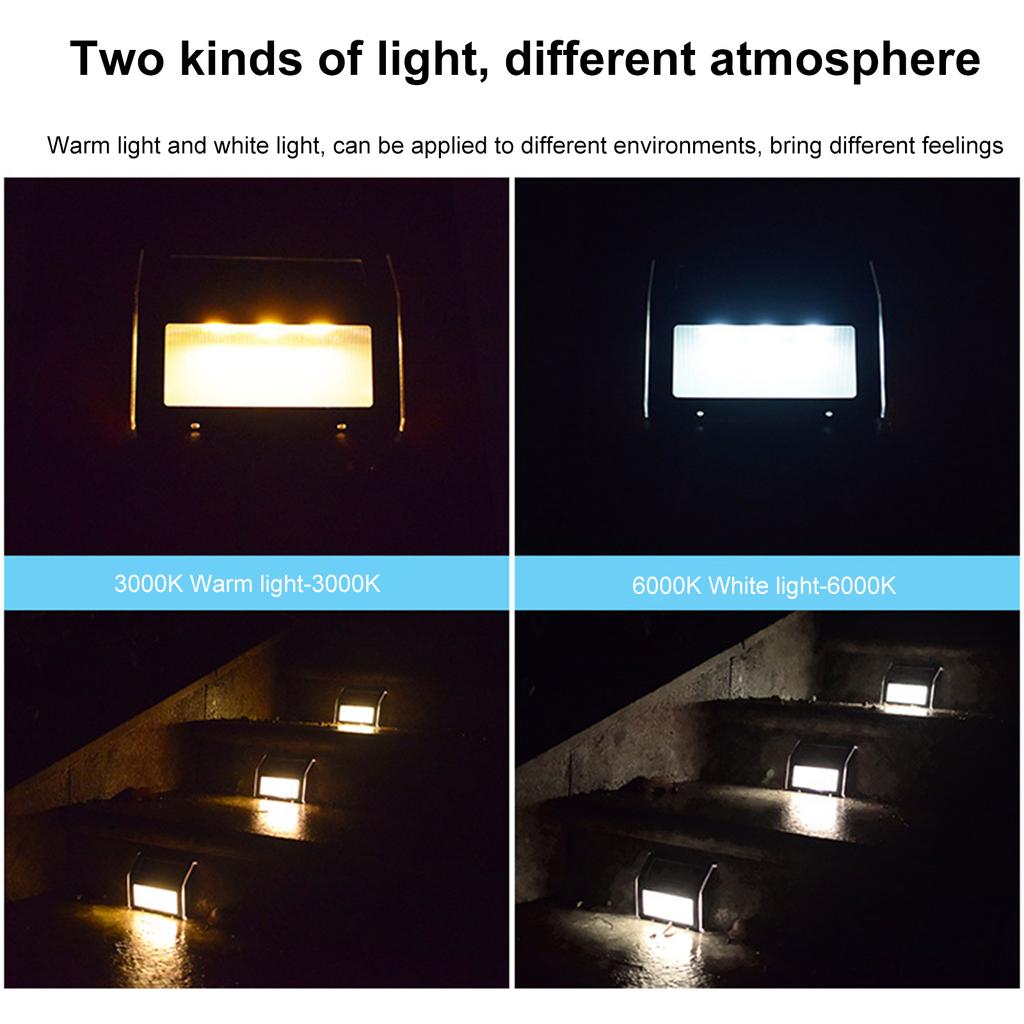 3LED солнечный садовый светильник из нержавеющей стали для наружных лестниц, патио, солнечный уличный фонарь L-ED