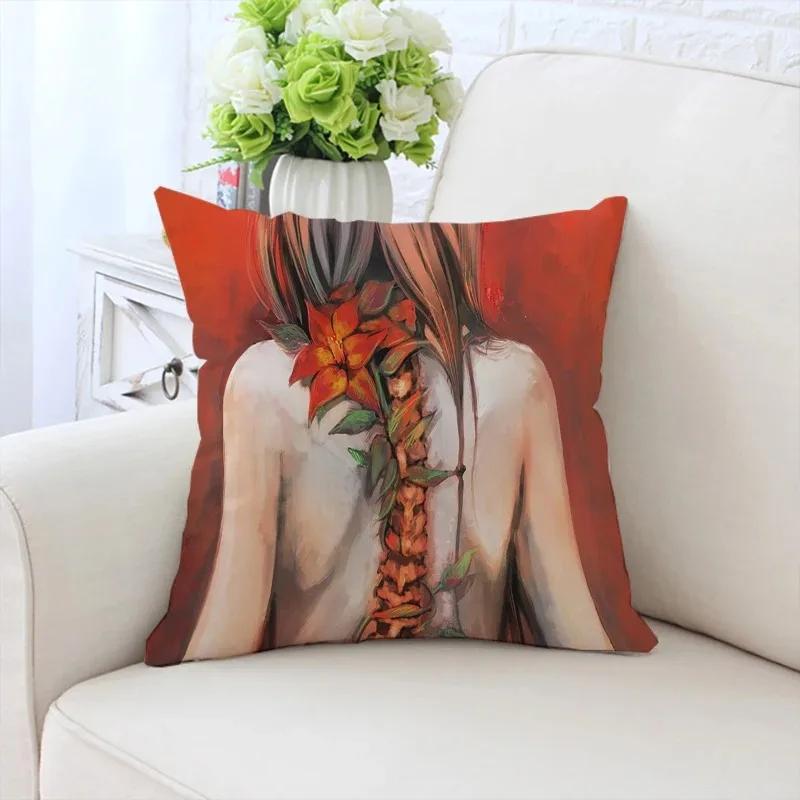 Роскошный домашний декор, наволочка для автомобиля, гостиной, дивана, чехол для подушки с рисунком подсолнуха и девушки