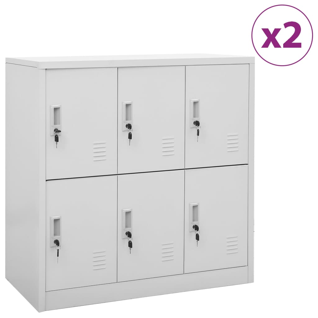 Vidaxl Szafki Zamykane, 2 Szt., Jasnoszare, 90X45X92,5 Cm, Stalowe
