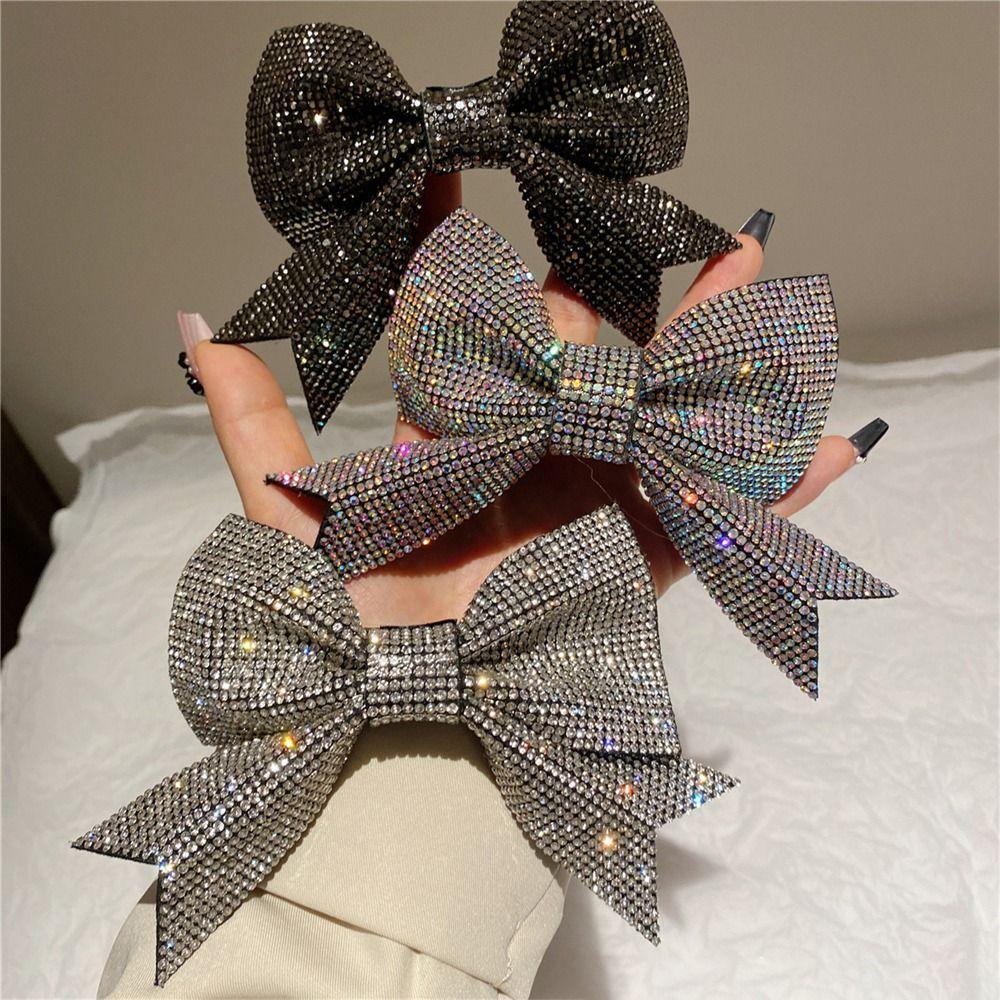 Заколки-банты с большим бантом, заколки для волос с бриллиантами для девочек, модные головные уборы для женщин