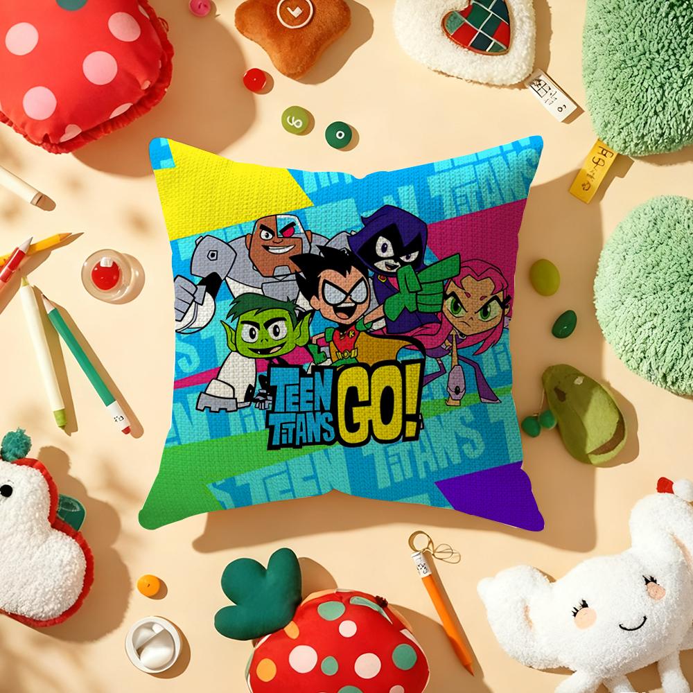 Чехол на подушку T-Teen T-Titans Go Натуральный Лен Органическая Ткань Двусторонний Принт Диван Домашний Декор Подарок Наволочка